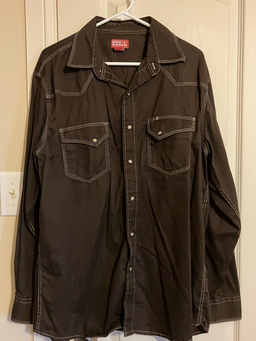 Red Ranch Men's Brown Long-Sleeve Casual Button-Down Shirt